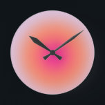 Vintage Colourful Gradient Round Clock<br><div class="desc">Gradient Design - Aura Effect - Green,  Lilac,  Orange And Pink Ombre.</div>