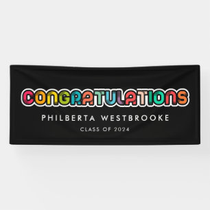 Vintage colourful Graduation party Congratulations Banner