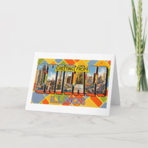 Vintage Colourful Greetings From Chicago Illinois Card