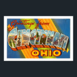 Vintage Colourful Greetings From Cincinnati Ohio P Poster<br><div class="desc">A colourful,  vintage "Greetings From Cincinnati,  Ohio" postcard.</div>