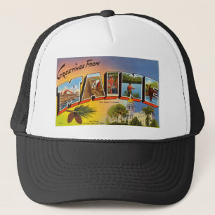 Vintage Colourful Greetings From Maine Trucker Hat