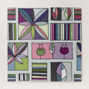 Vintage colourful, hand-drawn geometric pattern. jigsaw puzzle