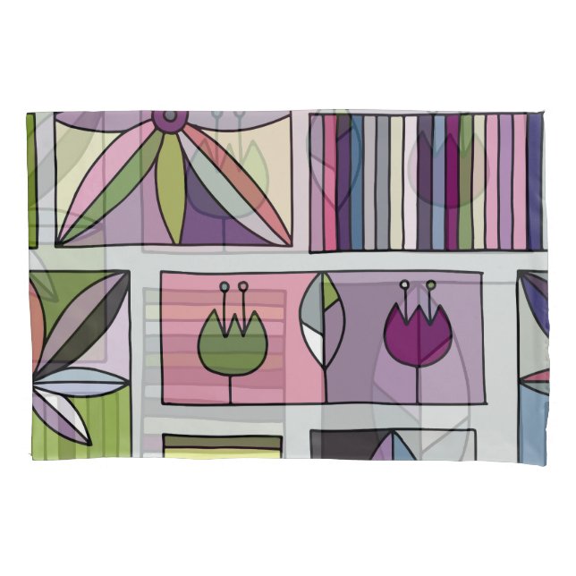Vintage colourful, hand-drawn geometric pattern. pillowcase (Front)