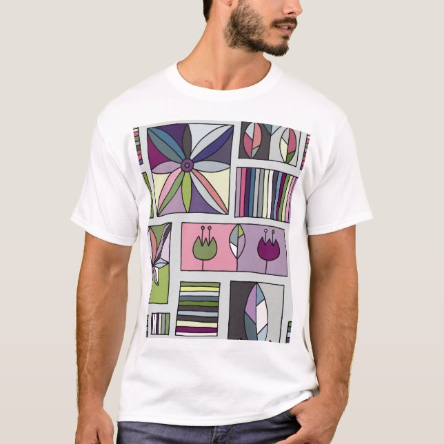 Vintage colourful, hand-drawn geometric pattern. T-Shirt (Front)