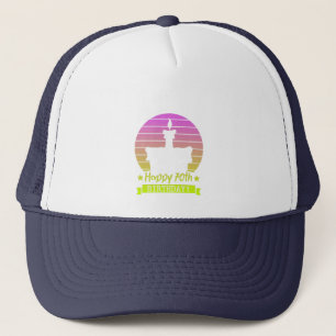 Vintage Colourful Happy 70th birthday Cake Trucker Hat