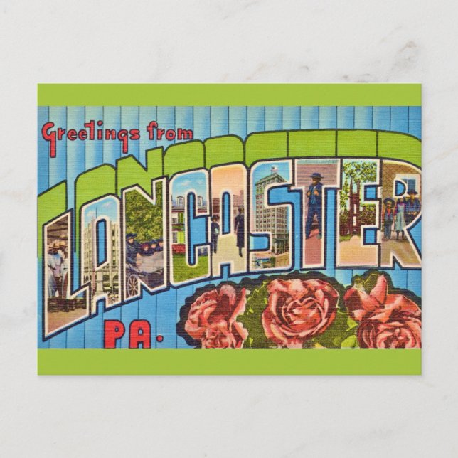 Vintage Colourful Lancaster PA Postcard (Front)