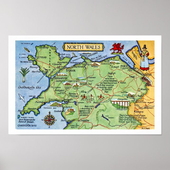 Vintage Colourful North Wales Print (Front)