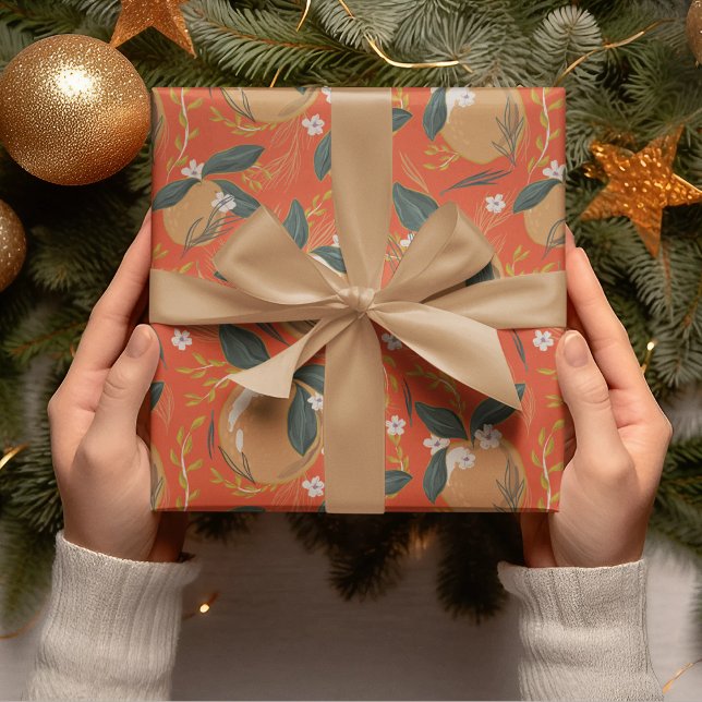 Vintage Colourful Orange Seamless Pattern Wrapping Paper (Creator Uploaded)