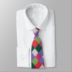 vintage colourful patchwork squares knitted tie
