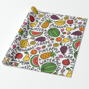 vintage colourful pattern on the theme of food, pr wrapping paper