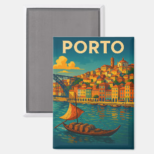 Vintage Colourful Porto Portugal Travel Magnet