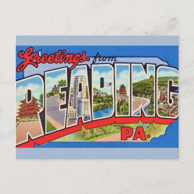 Vintage Colourful Reading PA Postcard (Front)