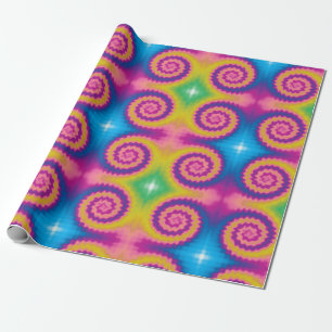Vintage colourful retro tie dye pattern gift wrapping paper