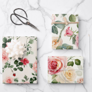 Vintage Colourful Roses Mother's Day Wrapping Paper Sheet