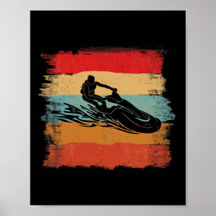 Vintage Colourful Stripes Jet Skiing Lover Jet Ski Poster