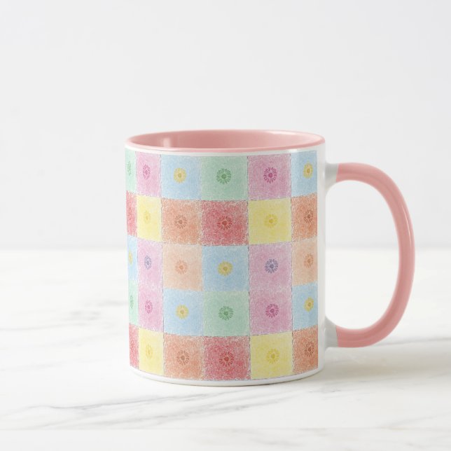 Vintage Colourful trendy Flowers pattern Birthday  Mug (Right)