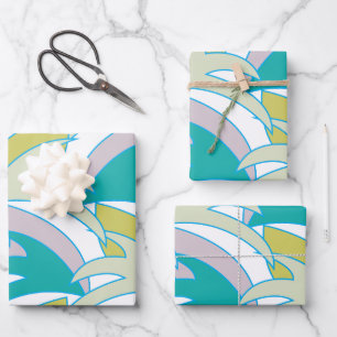 Vintage Colourful Tropical Leaves Vintage Wrapping Paper Sheet