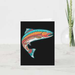 Vintage Colourful Trout Fishing Retro Fish Graphic Card