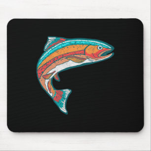 Vintage Colourful Trout Fishing Retro Fish Graphic Mouse Pad