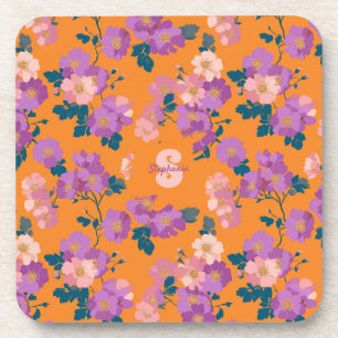 Vintage Colourful Wild Roses Pattern Coaster