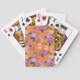 Vintage Colourful Wild Roses Pattern Playing Cards