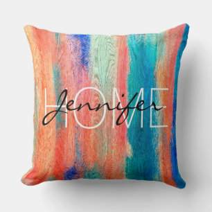 Vintage Colourful Wood Grain Cushion