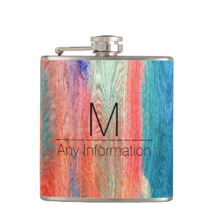 Vintage Colourful Wood Grain Modern Abstract Art Hip Flask