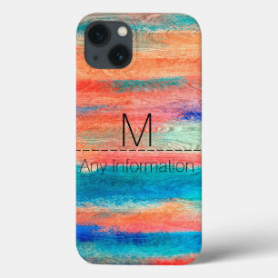Vintage Colourful Wood Grain Monogram #2 iPhone 13 Case