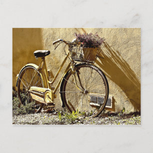 Vintage Colourful Yellow Bicycle   Postcard