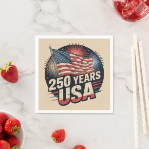 Vintage Colours American Flag 250 Years USA  Napkin