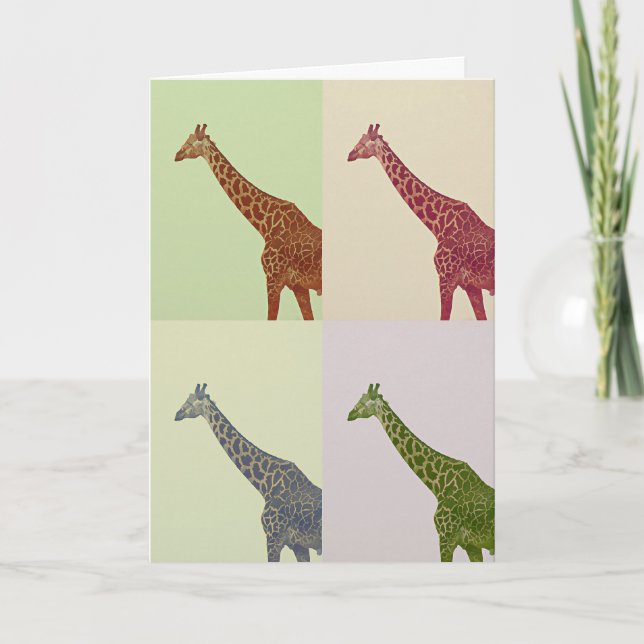 Vintage Colours Giraffes Card (Front)