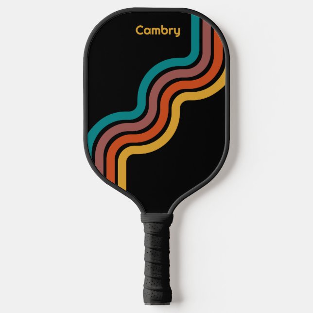 Vintage Colours on Black Personalised  Pickleball Paddle (Front)