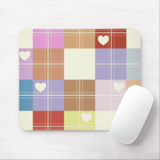 Vintage Colours, Plaids And Hearts Mouse Pad