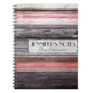 Vintage Colours Stripes Wood Look #3 Spiral Notebook