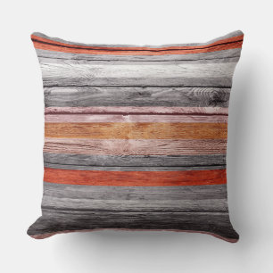 Vintage Colours Stripes Wood Look #4 Cushion