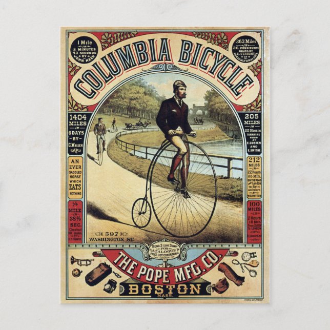 Vintage Columbia Bicycles Advertisement Postcard (Front)
