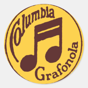 Vintage Columbia Grafonola Music Note Classic Round Sticker