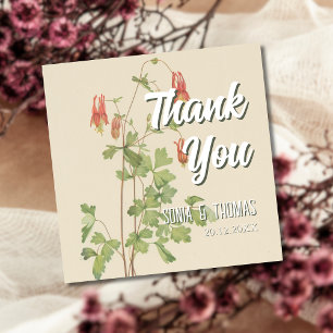 Vintage Columbine Botanical Watercolor Thanks Card