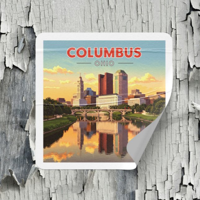 Vintage Columbus Ohio Square Sticker (Creator Uploaded)
