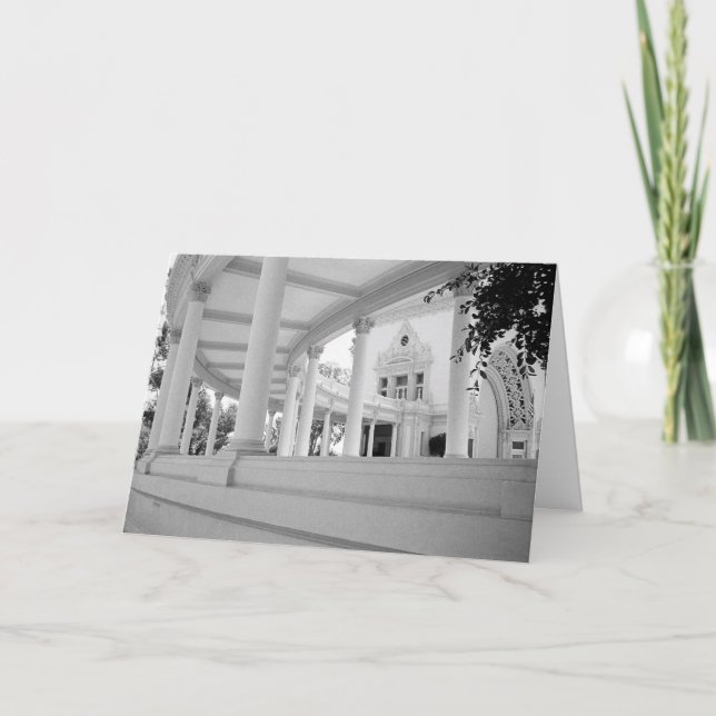 Vintage Columns Architecture Black and White Photo Card (Front)