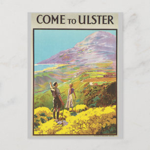 Vintage Come to Ulster British Isles Travel Poster Postcard