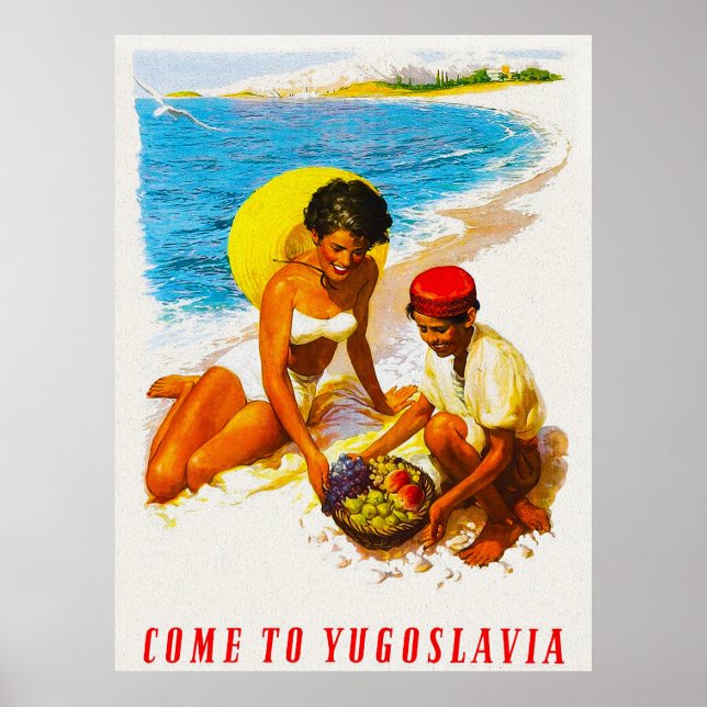 Vintage Come to Yugoslavia Travel Poster (Front)
