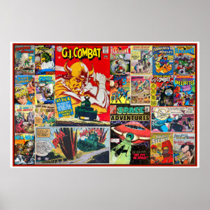 VINTAGE COMIC BOOK ART ILLUSTRATIONS POSTER