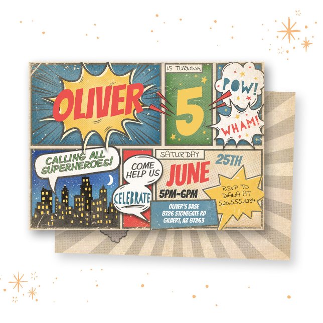 Vintage Comic book Birthday Invitation (Creator Uploaded)