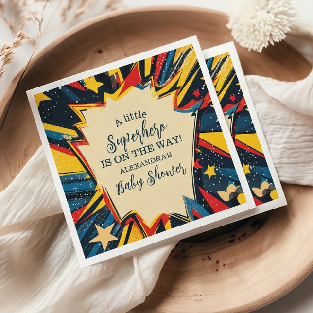 Vintage Comic Book Boy Baby Shower Napkin (Creator Uploaded)