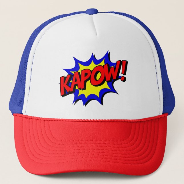Vintage Comic Book Kapow Onomatopoeia Trucker Hat (Front)