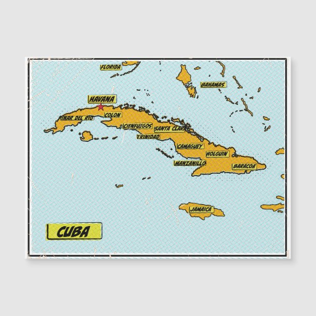 Vintage Comic Book Map Of Cuba (Front)