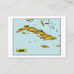 Vintage Comic Book Map Of Cuba Enclosure Card