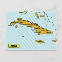 Vintage Comic Book Map Of Cuba