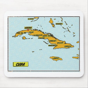 Vintage Comic Book Map Of Cuba Mouse Pad
